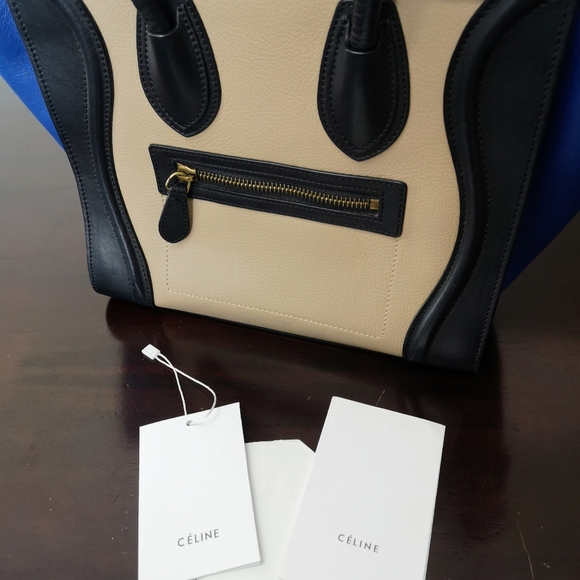 Celine Tricolor Leather and Suede Mini Luggage Tote - Picture 10 of 10